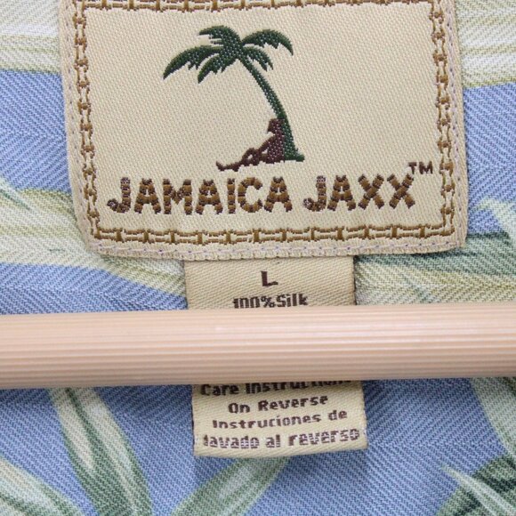 Jamaica Jaxx Hawaiian Shirt Mens Large L Blue Vintage Button Down Silk Collared - Picture 6 of 9
